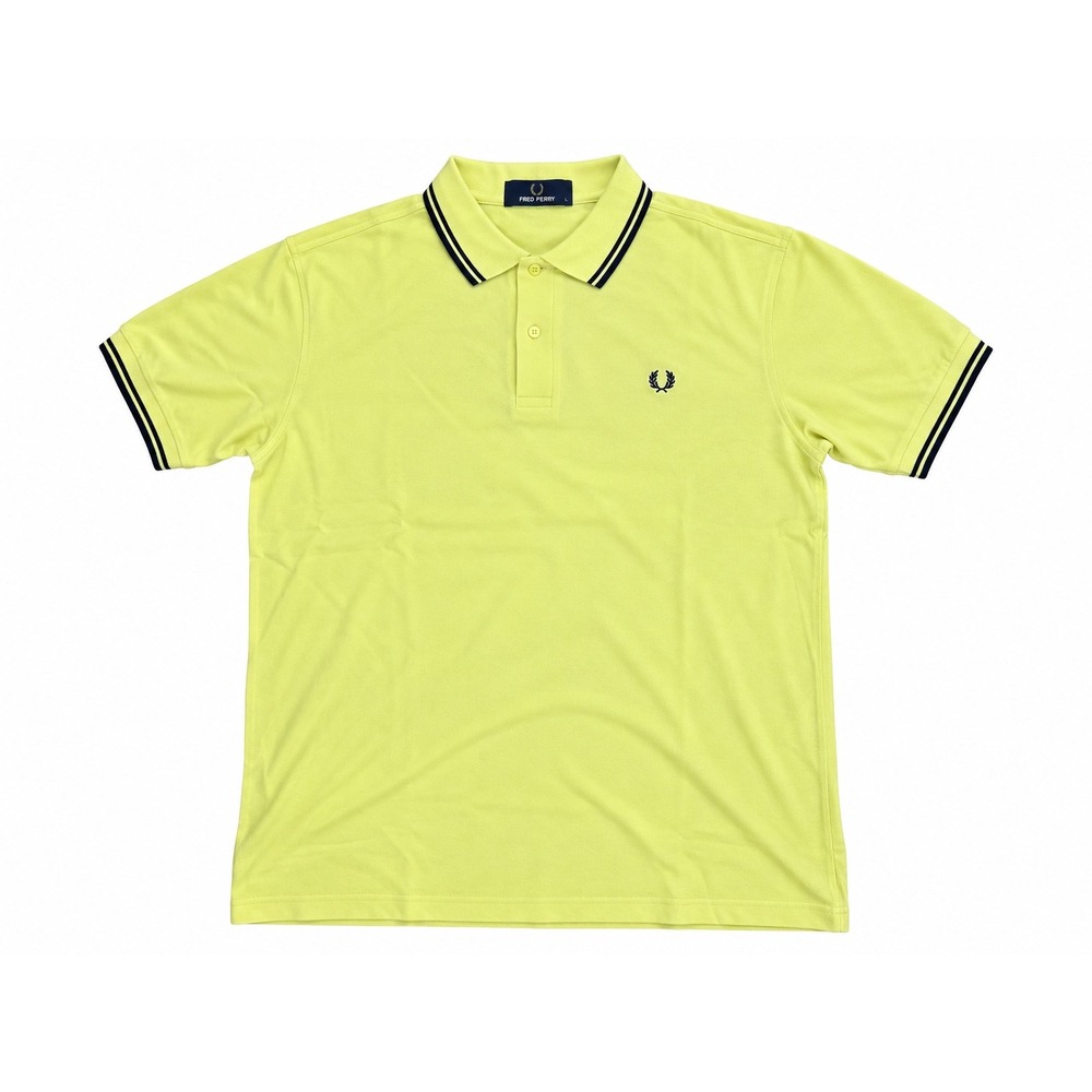 Fred Perry Mens XXL Yellow Cotton Pique Twin Tipped Short Sleeve Polo Shirt